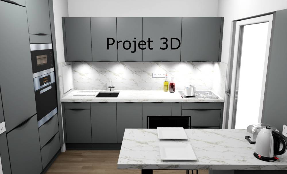 Projet 3D Cuisine TEISSEIRE MIAMI Cendré Mat